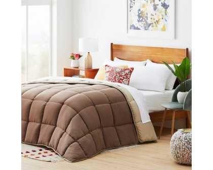 FaFurn Reversible Full Size Comforter Set - Beige/Brown, Polyester