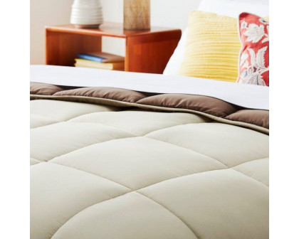 FaFurn Reversible Full Size Comforter Set - Beige/Brown, Polyester