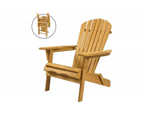 FaFurn - All Weather Adirondack Large Foldable Chair Natural Finish