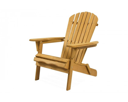 FaFurn - All Weather Adirondack Large Foldable Chair Natural Finish