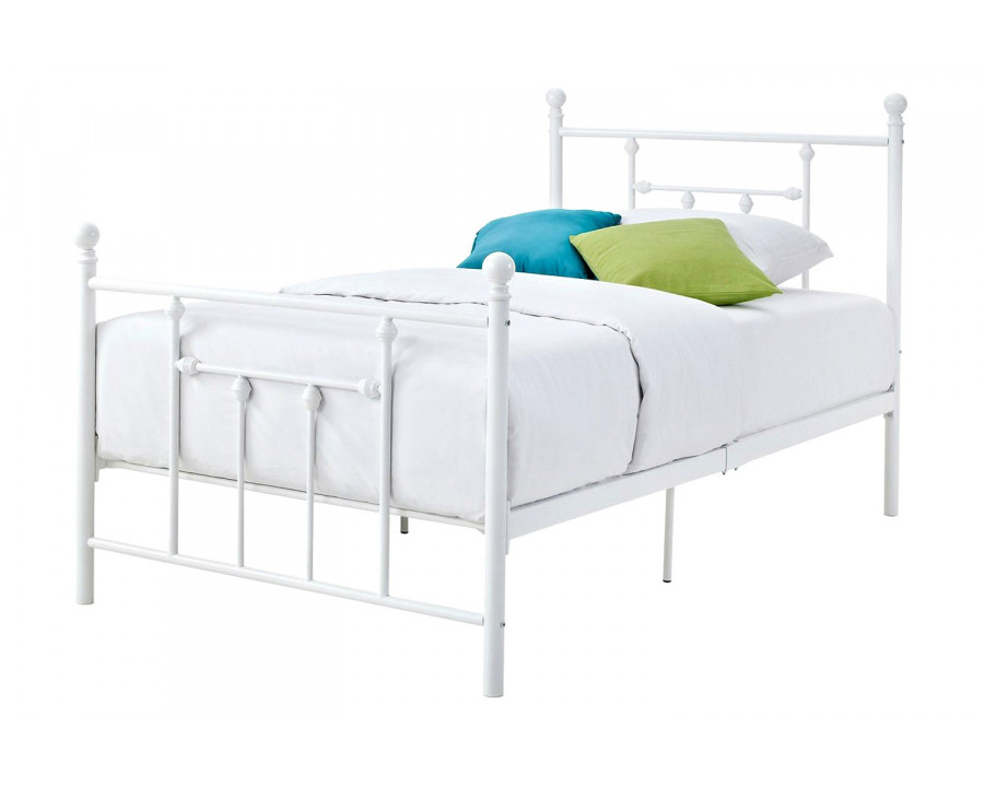 FaFurn - Full Size White Metal Platform Bed with Headboard and Footboard