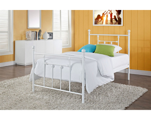 FaFurn - Full Size White Metal Platform Bed with Headboard and Footboard