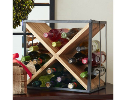 FaFurn™ Farmhouse 16 Bottle Wine Rack - Rustic