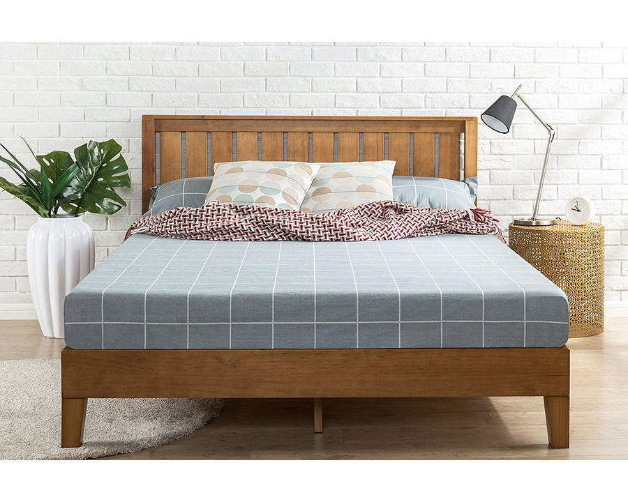 FaFurn Solid Wood Platform Bed Frame with Headboard - Full Size