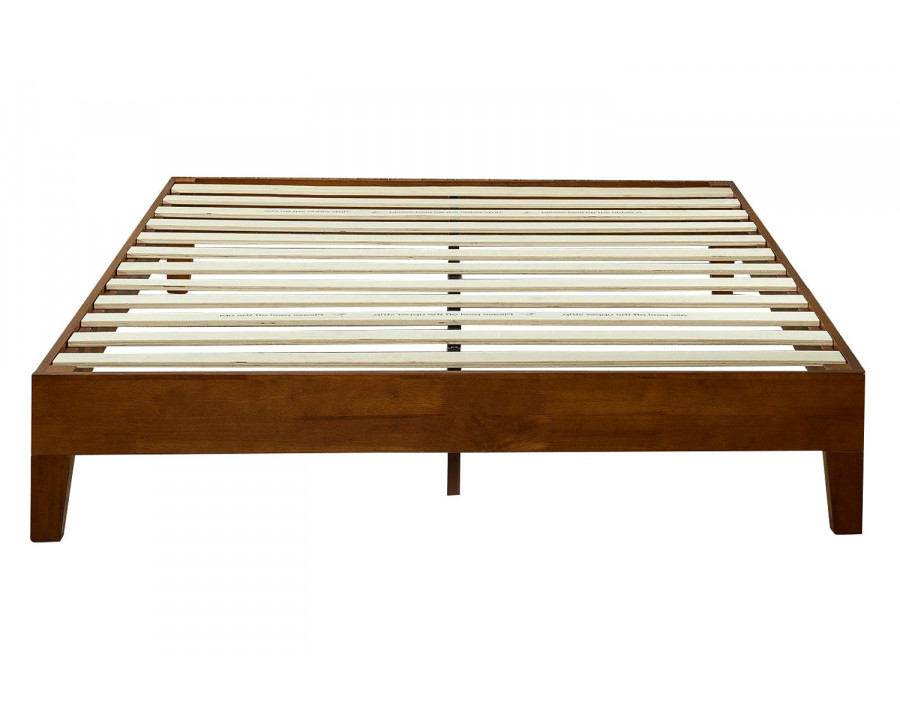 FaFurn Full Size Solid Wood Low Profile Platform Bed Frame - Cherry