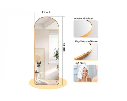 FaFurn Large Full Length Rounded Leaning Wall Or Hanging Mirror - Gold