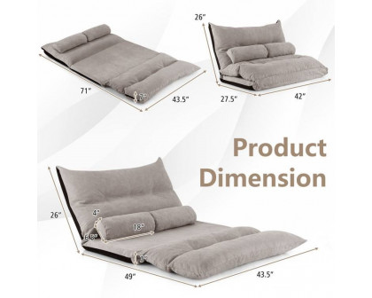 FaFurn Modern Adjustable Lounger Chair with 2 Pillows - Gray, Foam/Polyester