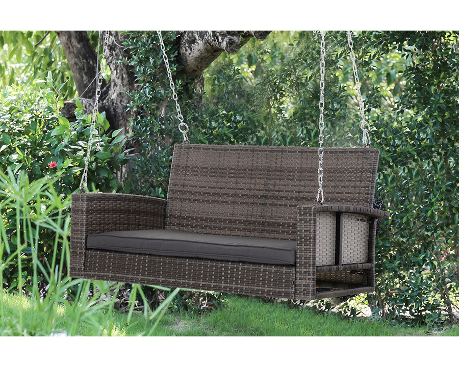 FaFurn - Wicker Porch Swing 7Ft Hanging Chain with Padded Cushion