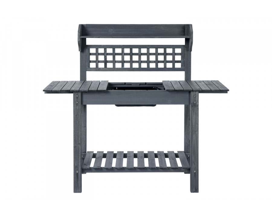 FaFurn - Outdoor Gray Wood Potting Bench Expandable Top with Food Grade Plastic Sink