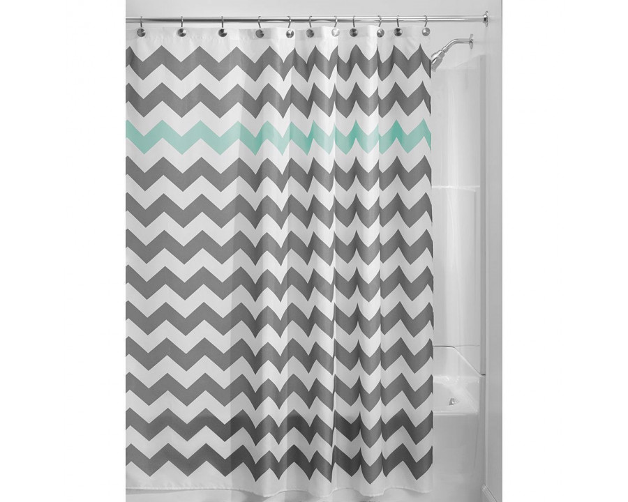 FaFurn - Shower Curtain in Gray/Aqua Blue/White, Polyester