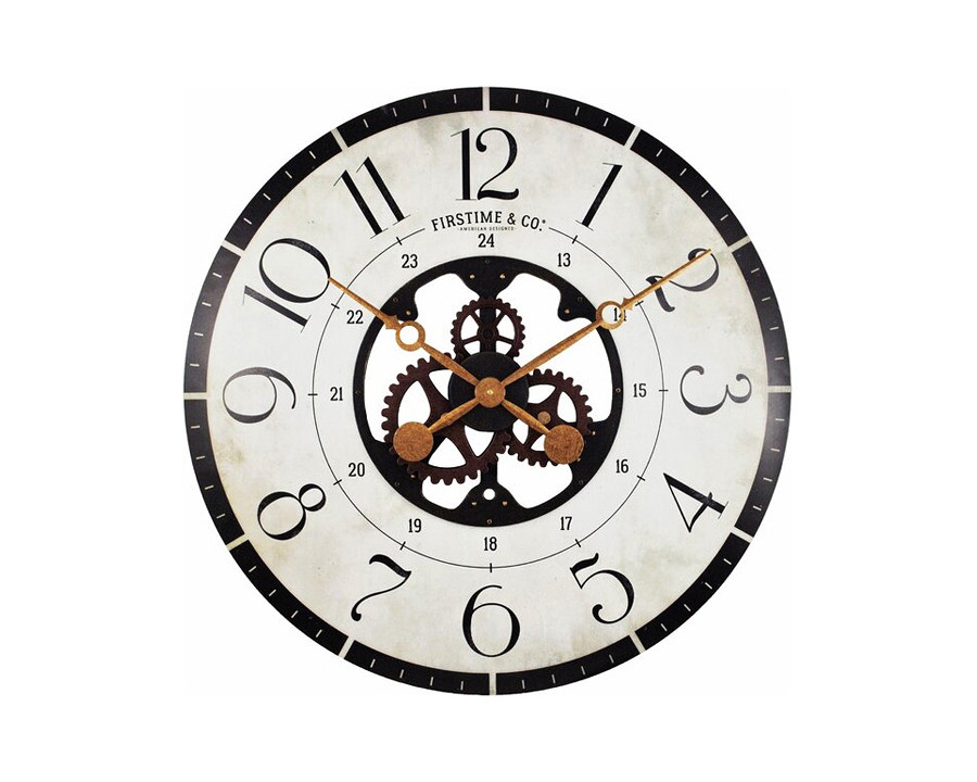 FaFurn - Rustic Bronze Industrial Farmhome Round Oversized Wall Clock