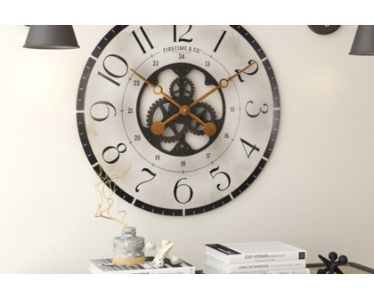 FaFurn - Rustic Bronze Industrial Farmhome Round Oversized Wall Clock