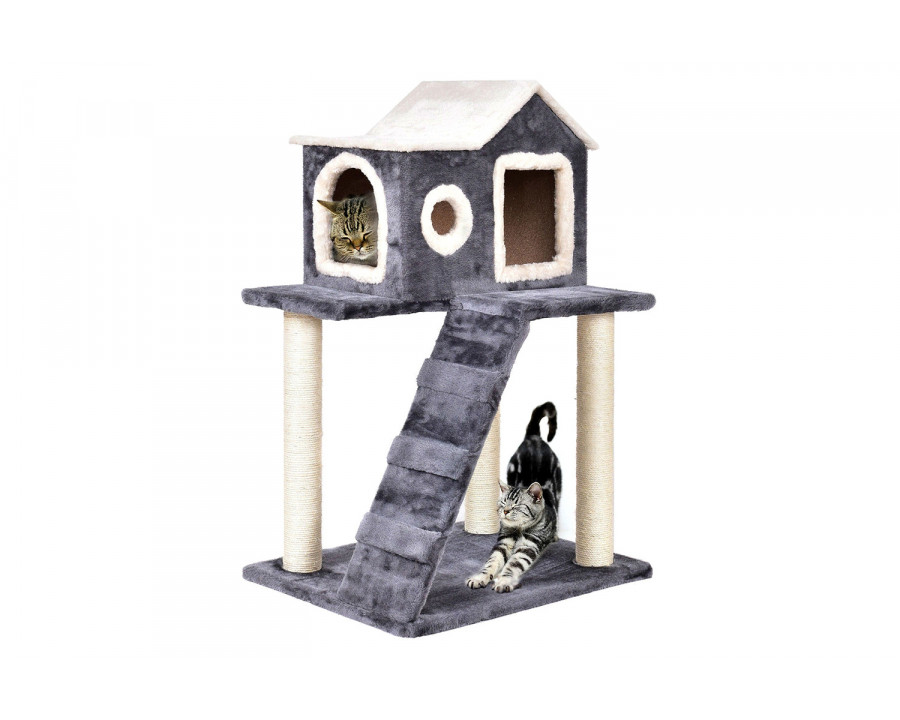 FaFurn - Gray 36 Inch Tower Condo Scratching Post Ladder Cat Tree House