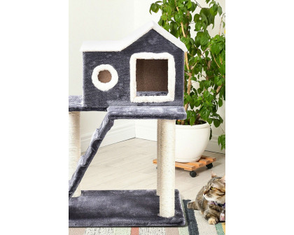 FaFurn - Gray 36 Inch Tower Condo Scratching Post Ladder Cat Tree House