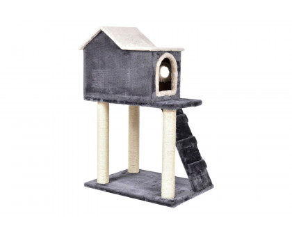 FaFurn - Gray 36 Inch Tower Condo Scratching Post Ladder Cat Tree House