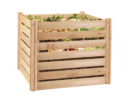 FaFurn - Outdoor 174-Gallon Wooden Compost Bin Made From Eco-Friendly Cedar Wood