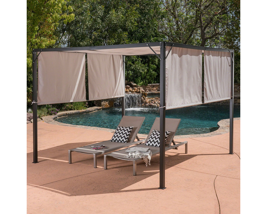 FaFurn - Gazebo with Sun Shade in Beige, Steel