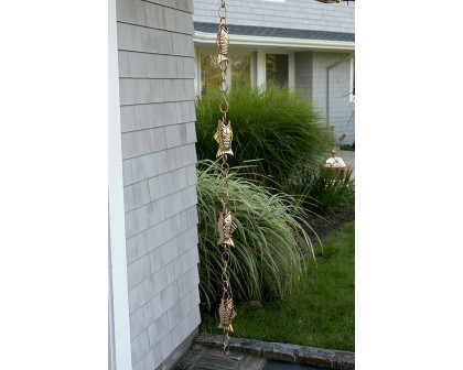 FaFurn - Pure Polished Copper 8.5 Foot Rain Chain with 4 Fish