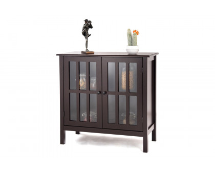 FaFurn - Wood Sideboard Buffet Cabinet with Glass Panel Doors