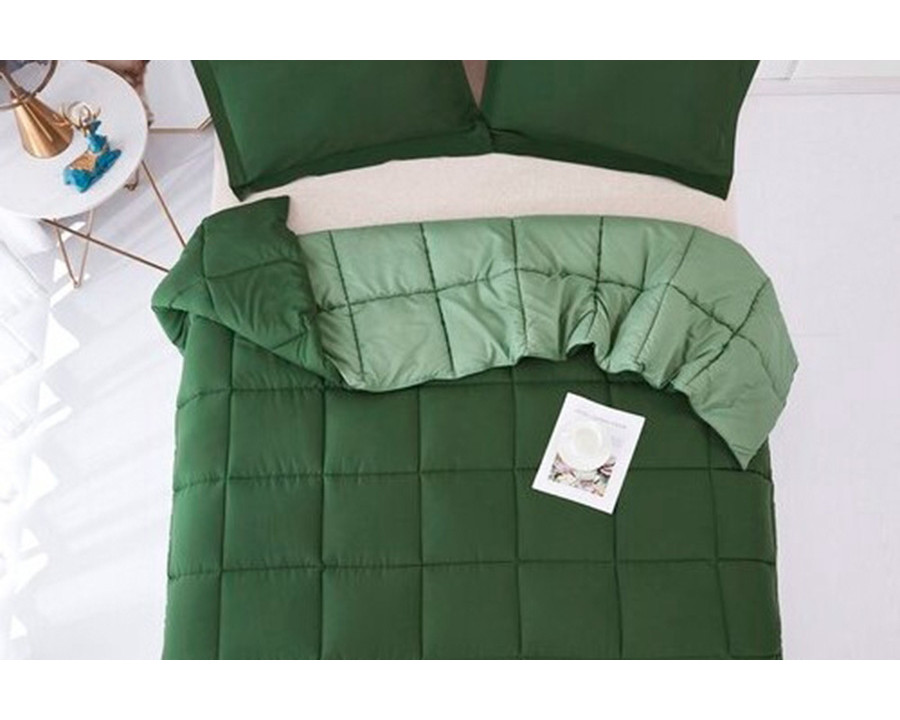 FaFurn Traditional Microfiber Reversible 3 Piece Comforter Set - Green, Full/Queen Size