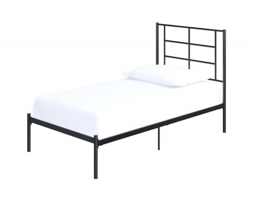 FaFurn Twin Size Modern Black Metal Platform Bed with Geometric Headboard - Black