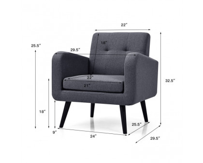 FaFurn Modern Accent Chair with Wooden Legs - Gray