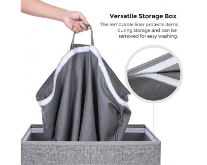 FaFurn - Laundry Hamper Basket with Removeable Cotton Bag in Gray