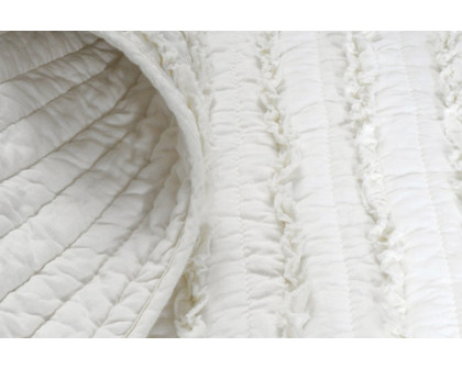 FaFurn 3-Piece Quilt Set 100% Cotton Ruffles - White, Twin Size