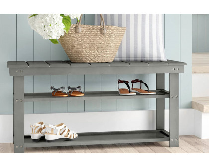 FaFurn - Wooden 2-Shelf Shoe Rack Storage Bench