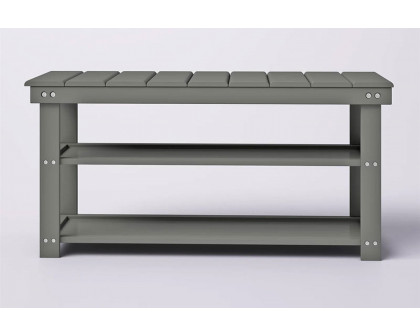 FaFurn Wooden 2-Shelf Shoe Rack Storage Bench - Gray