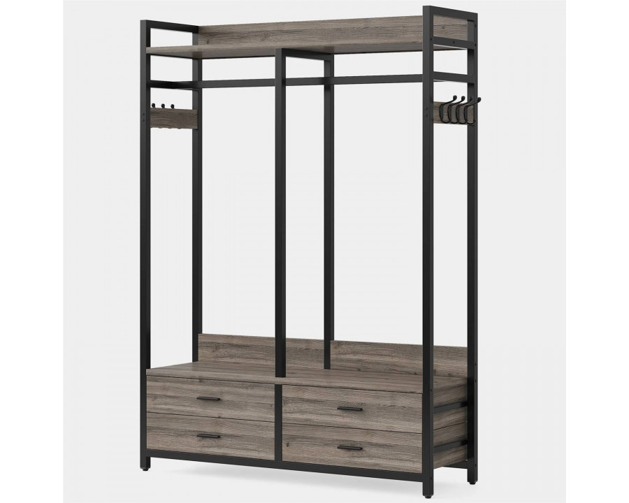 FaFurn - Garment Rack Clothes with 4 Storage Drawers