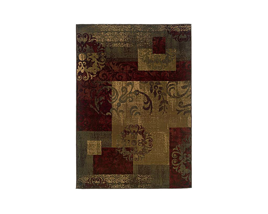 FaFurn - Dark Green Geometric Floral Stylish Area Rug 8"2 X 10"