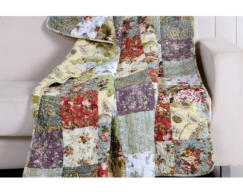 FaFurn - 100% Cotton Floral Patchwork Quilt Throw Blanket