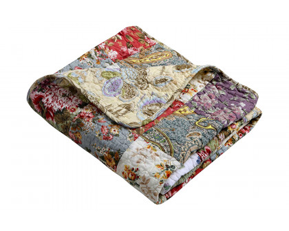 FaFurn - 100% Cotton Floral Patchwork Quilt Throw Blanket