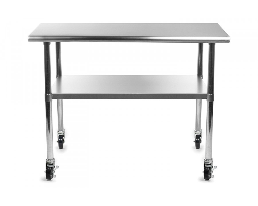 FaFurn - Stainless Steel 48 X 24-Inch Kitchen Prep Table with Casters