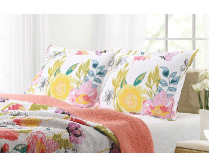 FaFurn 3-Piece Cotton Quilt Set with Floral Pattern - Full/Queen Size