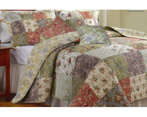 FaFurn 100% Cotton Floral Paisley Reversible Quilt Set - Full/Queen Size