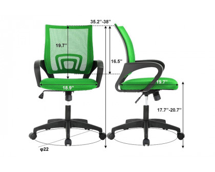 FaFurn Modern Mid-Back Ergonomic Mesh Office Desk Chair with Armrest On Wheels - Green/Black