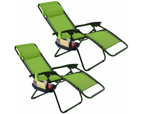 FaFurn - Set of 2 Folding Zero Gravity Recliner Chairs Set in Green