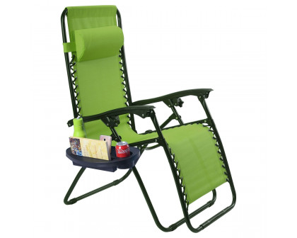 FaFurn - Set of 2 Folding Zero Gravity Recliner Chairs Set in Green