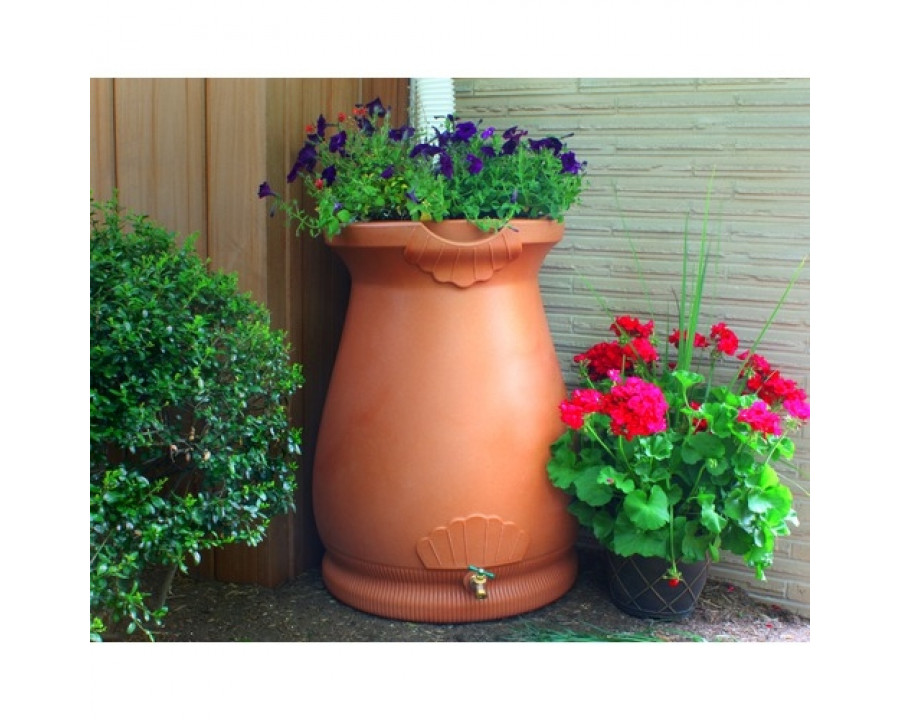 FaFurn - 2-in-1 Rain Barrel Urn and Planter in Terracotta