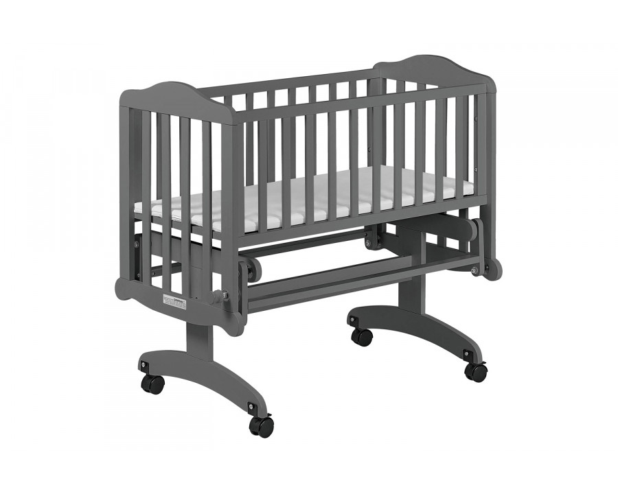 FaFurn - Gray Rock a Bye Baby Glider Cradle with Locking Casters and Crib Mattress