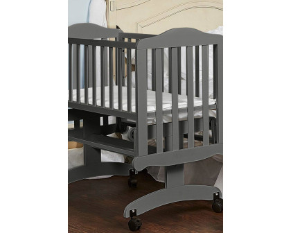 FaFurn - Gray Rock a Bye Baby Glider Cradle with Locking Casters and Crib Mattress