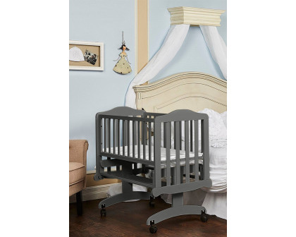 FaFurn - Gray Rock a Bye Baby Glider Cradle with Locking Casters and Crib Mattress