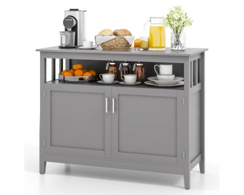 FaFurn Sideboard Buffet with Open Storage Shelf - Gray, Wood