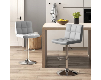 FaFurn Set of 2 Modern Adjustable Barstool with Comfortable PU Leather Seat - Gray