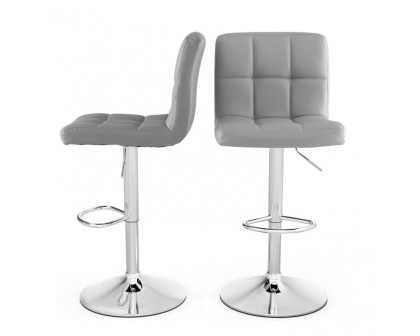 FaFurn Set of 2 Modern Adjustable Barstool with Comfortable PU Leather Seat - Gray