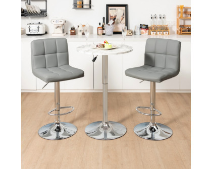 FaFurn Set of 2 Modern Adjustable Barstool with Comfortable PU Leather Seat - Gray