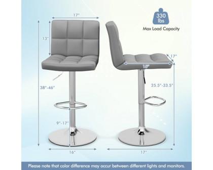 FaFurn Set of 2 Modern Adjustable Barstool with Comfortable PU Leather Seat - Gray