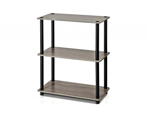 FaFurn - Gray Oak and Black Finish 3-Tier Bookcase